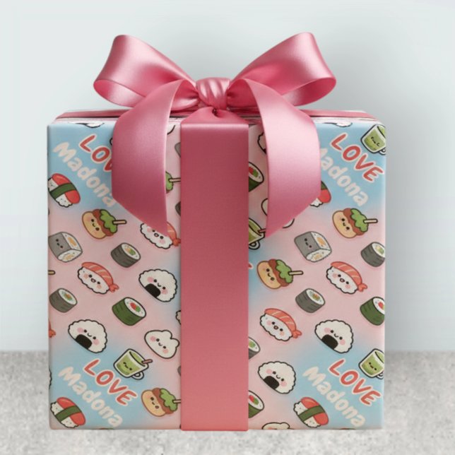 Kawaii Sushi Matcha Food Pattern Frame Geschenkpapier (Von Creator hochgeladen)