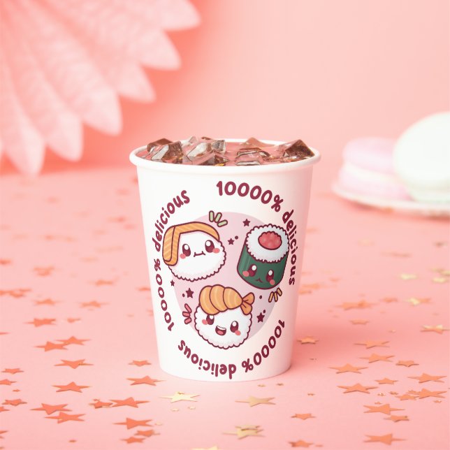 Kawaii Sushi mit lustigen Zitaten für schwarzen Li Pappbecher (Insitu)