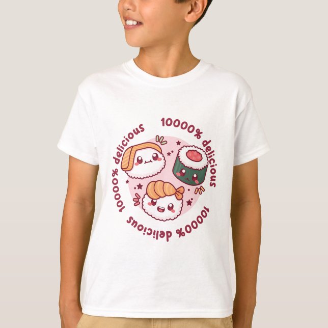 Kawaii Sushi mit lustigen Zitaten für schwarzen Li T-Shirt (Vorderseite)
