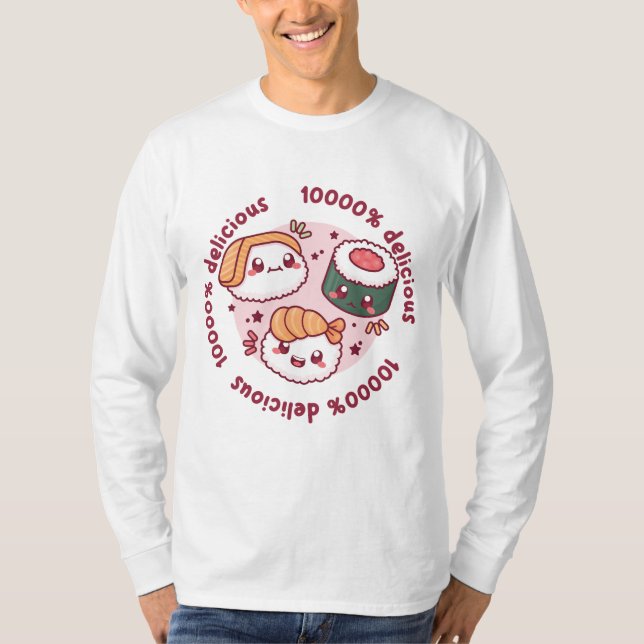 Kawaii Sushi mit lustigen Zitaten für schwarzen Li T-Shirt (Vorderseite)