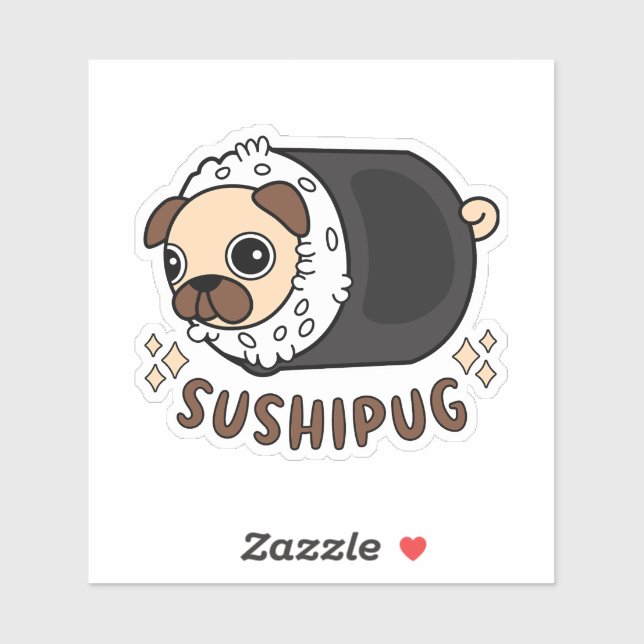 Kawaii Sushi Mops Mashup Funny Dog Lover Geschenk Aufkleber