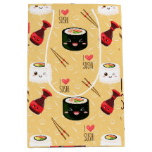 Kawaii Sushi Muster hellgelb
