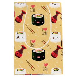Kawaii Sushi Muster hellgelb Mittlere Geschenktüte