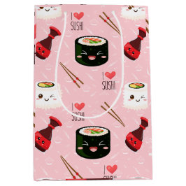 Kawaii Sushi Muster Light Pink Mittlere Geschenktüte