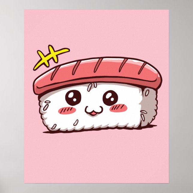 Kawaii Sushi Niedliches japanisches Essen Poster (Vorne)
