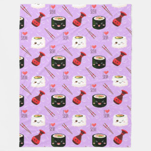 Kawaii Sushi Pattern Fleecedecke