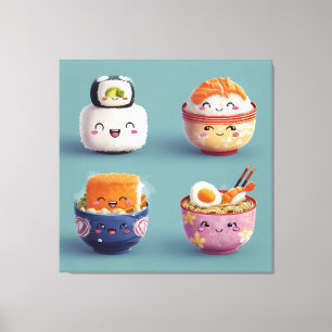 Kawaii Sushi & Ramen Crew Leinwanddruck