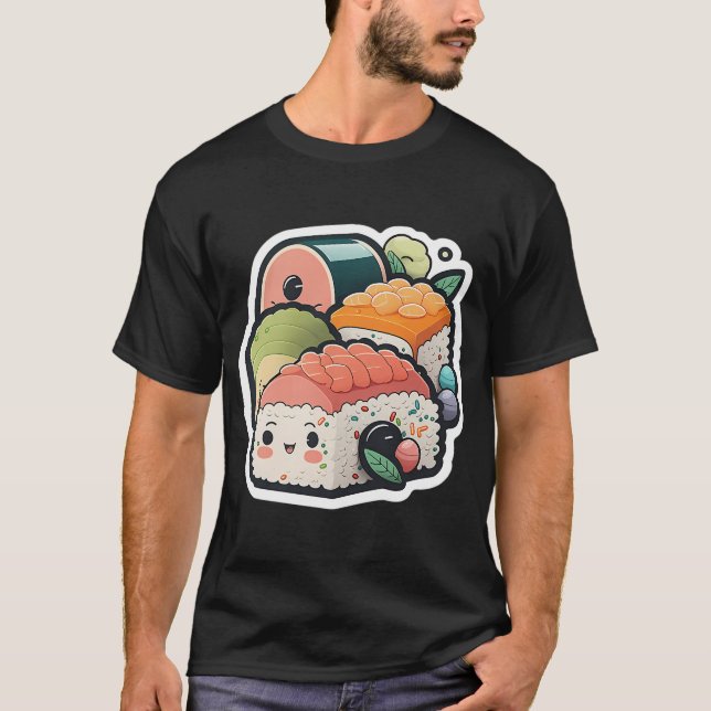 Kawaii Sushi Roll Freunde T-Shirt (Vorderseite)
