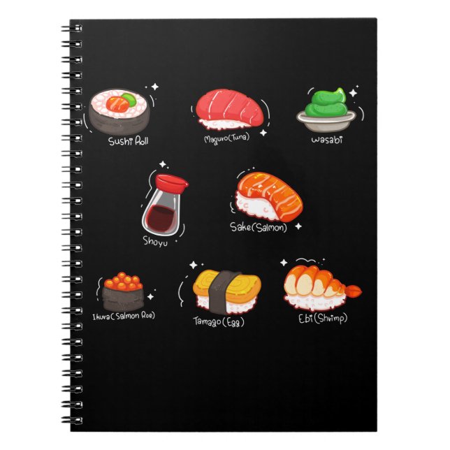 Kawaii Sushi Roll Wasabi Maguro japi Food Notizblock (Vorderseite)