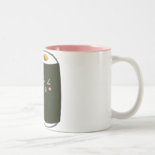 Kawaii Sushi-Rolle mit Nadel die Katze Zweifarbige Tasse