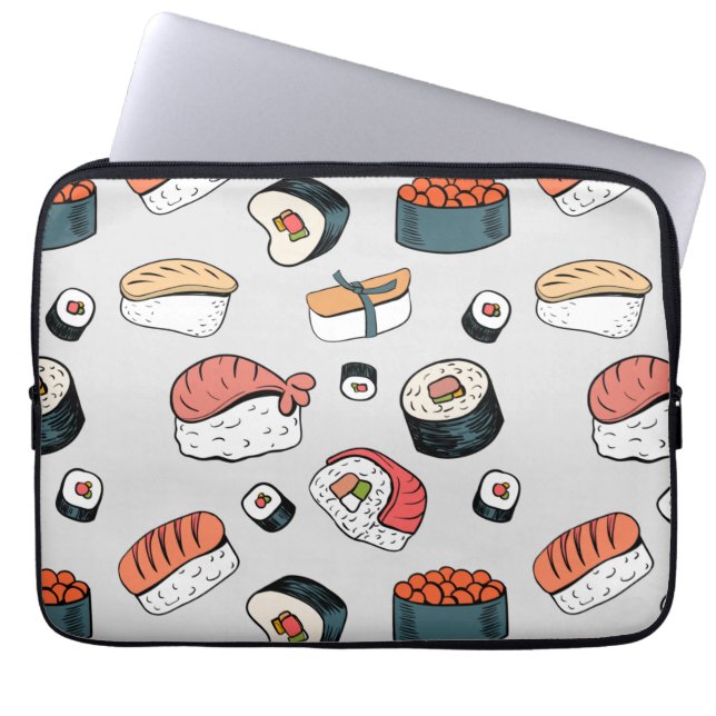 Kawaii Sushi Rolls Muster Slip-On Sneakers Laptopschutzhülle (Vorderseite)