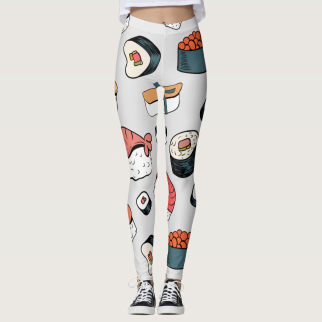 Kawaii Sushi Rolls Muster Slip-On Sneakers Leggings (Vorderseite)