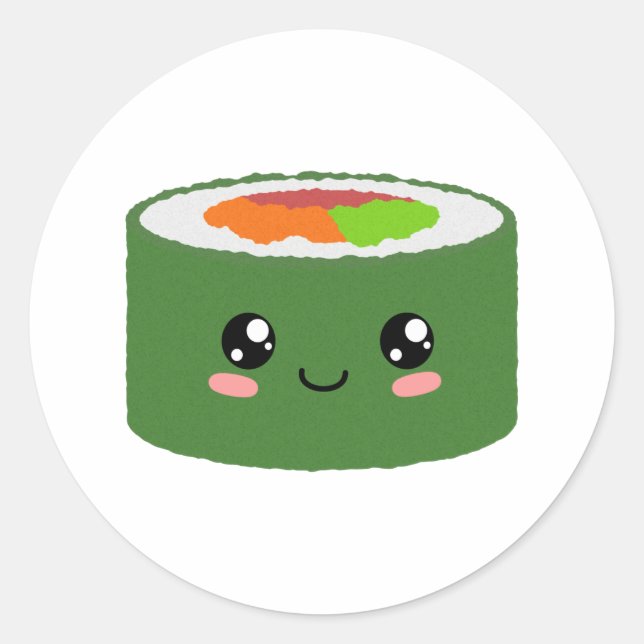Kawaii Sushi Runder Aufkleber (Vorderseite)