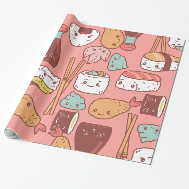 Kawaii-Sushi-Tempura niedlich Geschenkpapier (Ungerollt)