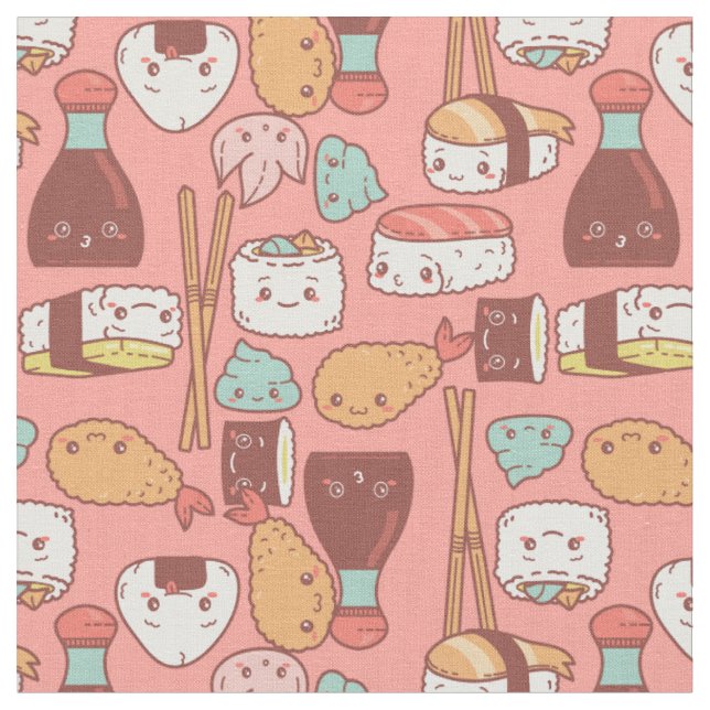 Kawaii-Sushi-Tempura niedlich Stoff (Nahaufnahme)