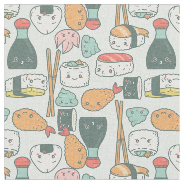 Kawaii-Sushi-Tempura niedlich Stoff (Nahaufnahme)