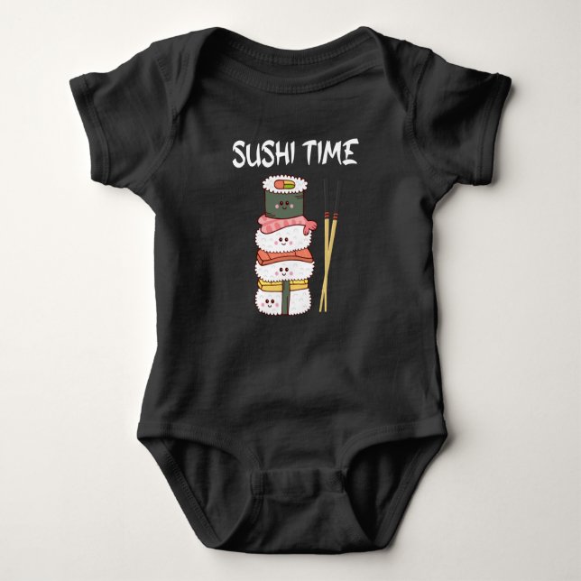 Kawaii Sushi Time Anime Cute Japanese Food Baby Strampler (Vorderseite)