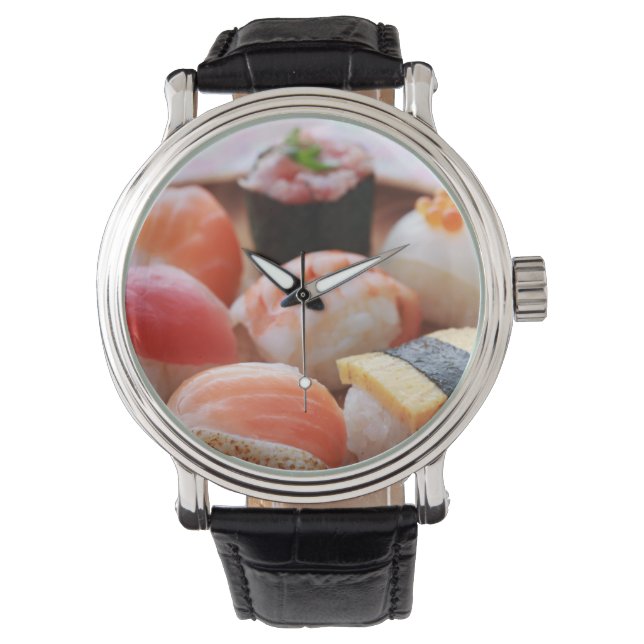 Kawaii Sushi Watch – Sweet Nigiri Delight Armbanduhr (Vorderseite)