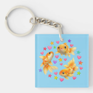 kawaii süß y2k Regenbogen Goldfisch Schlüsselanhänger