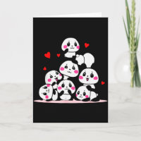 Kawaii Süße Baby-Panda-Anhäufung mit roten Herzen