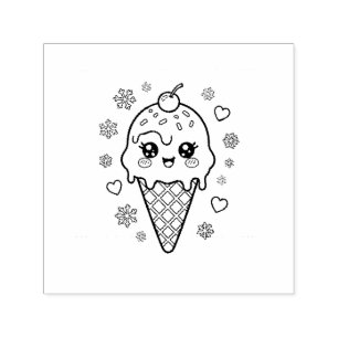 Kawaii süße Eiscreme-Kegel-Färbung Permastempel