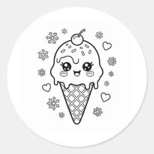 Kawaii süße Eiscreme-Kegel-Färbung Runder Aufkleber