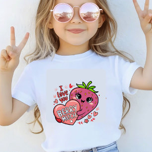 Kawaii Süße Erdbeergrafik Rosa Herzen T-Shirt