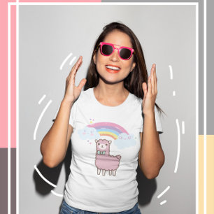 Kawaii Süsse Lame mit bunten Regenbogen-T - Shirt