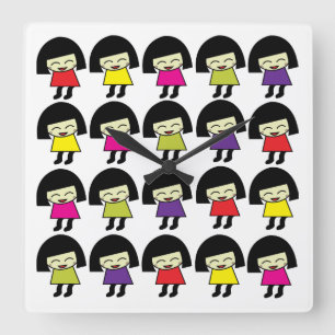 Kawaii Süße Mädchen Kawaii Quadratische Wanduhr