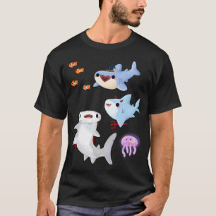 Kawaii Süße Pastell-Haie und Quallen T-Shirt