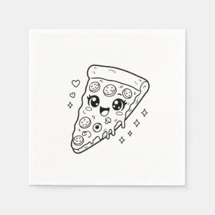 Kawaii süße Pizzascheibe zum Ausmalen Serviette