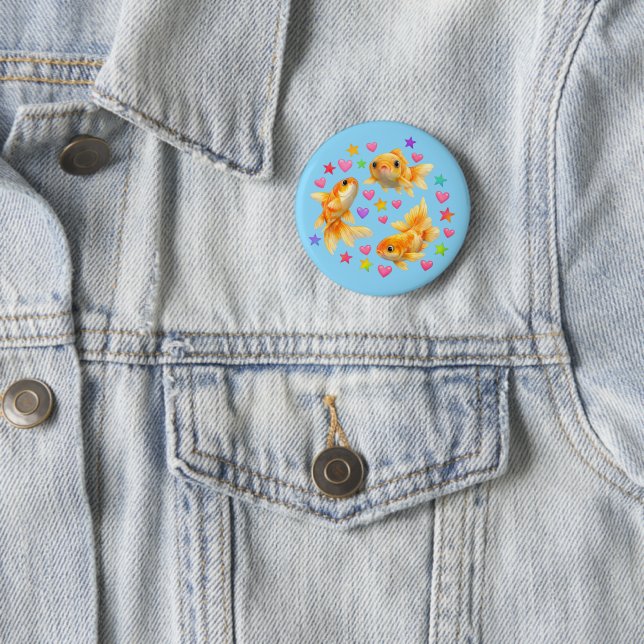 kawaii süße y2k Regenbogen-Goldfisch  Button (Beispiel)