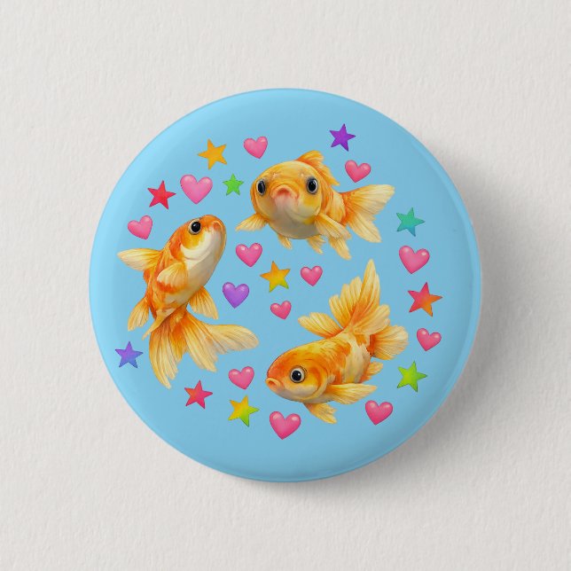 kawaii süße y2k Regenbogen Goldfisch Knopf Button (Vorderseite)