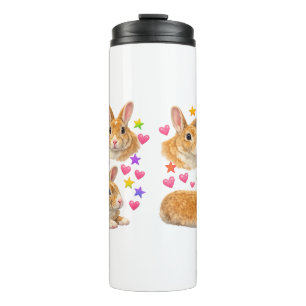kawaii süße y2k Regenbogen Kaninchen Häschen Thermosbecher