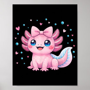 Kawaii Süßer Axolotl Coquette Bogen Frauen Mädchen Poster