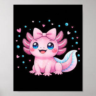 Kawaii Süßer Axolotl Coquette Schleife Frauen Mädc Poster