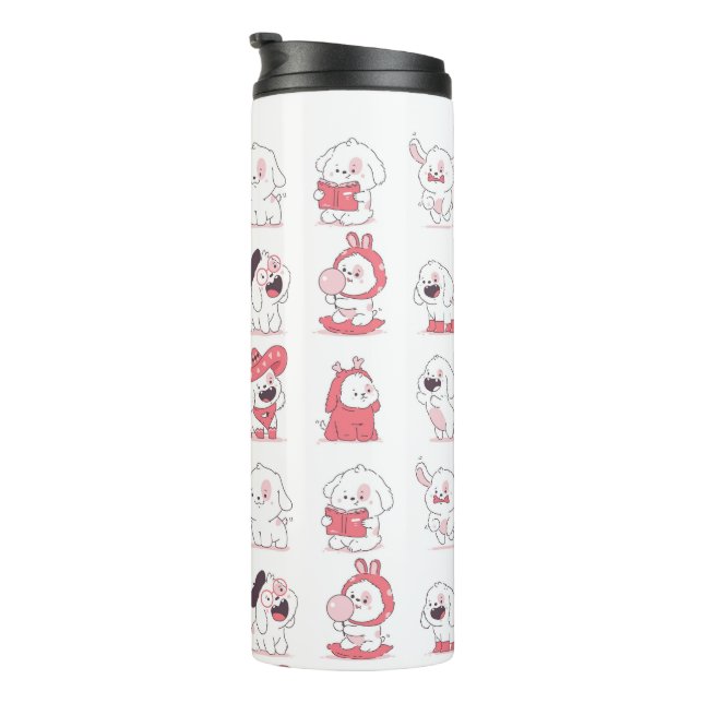 kawaii süßer Hund Design Thermosbecher (Nach rechts gedreht)