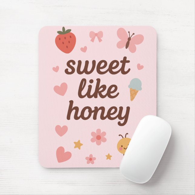 Kawaii Süßes Mädchen Rosa Biene Ästhetik – Süßes D Mousepad (Mit Mouse)