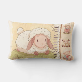 Kawaii Süßes Schaf "Eid Mubarak" Wurfkissen Lendenkissen