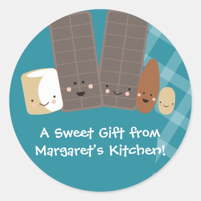 Kawaii Süßigkeiten machen Marshmallows Backgeschen Runder Aufkleber (Vorderseite)