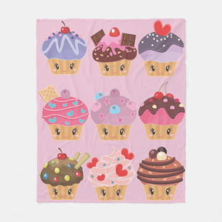 Kawaii Sweet Leckereien Yummy Cupcakes Fleecedecke