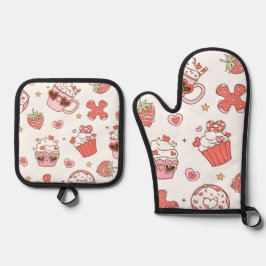 Kawaii Sweet Treats Ofenhandschuh- und Topflappen- Ofenhandschuh & Topflappen-Set