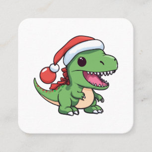Kawaii T-Rex Dinosaur mit Weihnachtsmütze Quadratische Visitenkarte