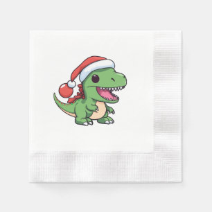 Kawaii T-Rex-Dinosaur mit Weihnachtsmütze Serviette