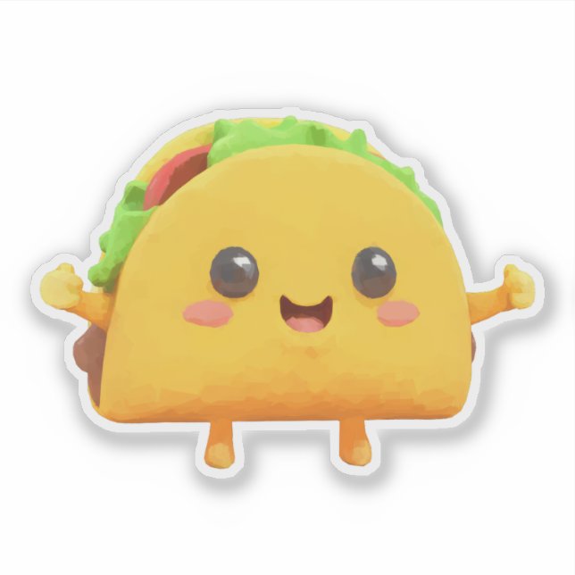 Kawaii Taco Aufkleber (Vorderseite)