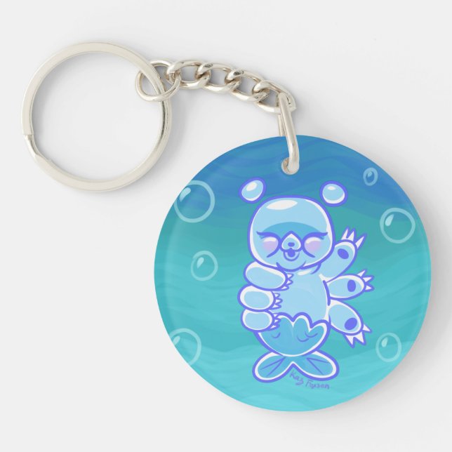 Kawaii Tardigrade Wasserbär Schlüsselanhänger (Vorderseite)