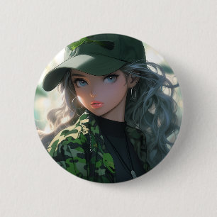 Kawaii-Tarnung-Militär-Jäger-Drill-Anime-Mädchen Button