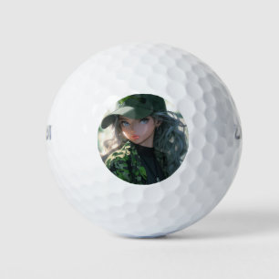 Kawaii-Tarnung-Militär-Jäger-Drill-Anime-Mädchen Golfball