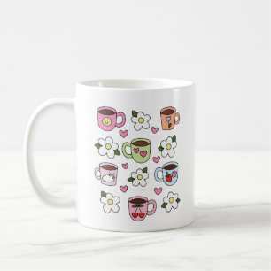 Kawaii-Tasse und Blumen  Kaffeetasse