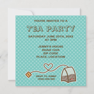 Kawaii Tea Bag Tee Party Einladung